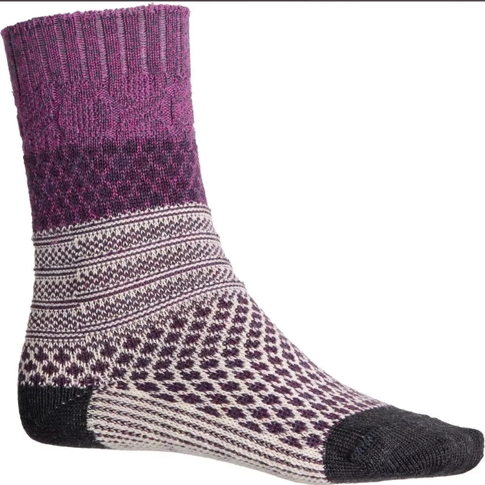 SmartWool XL Women’s Purple Gray Ivory Everyday Popcorn Merino Wool Blend Socks